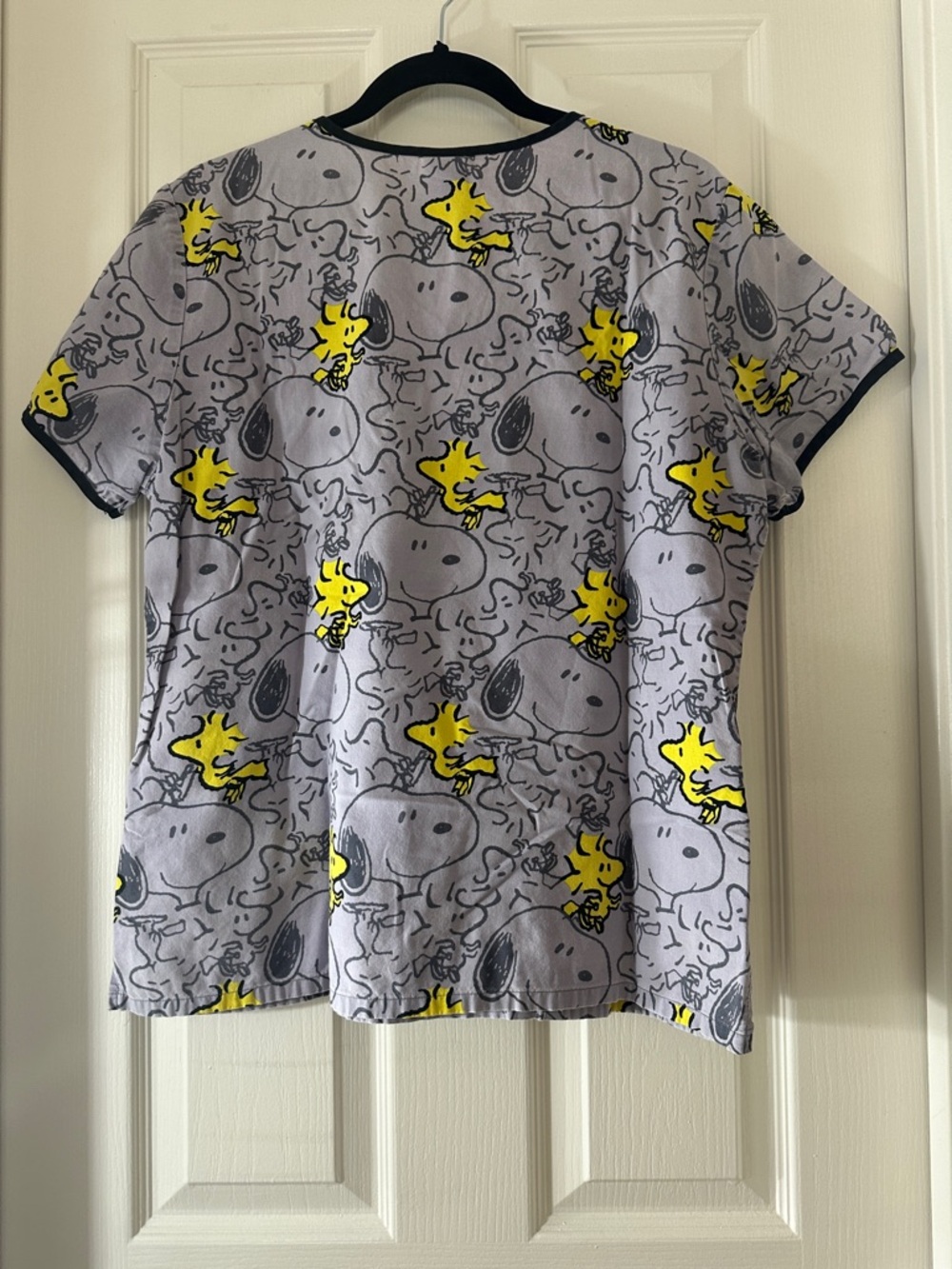 Peanuts Gray Scrub Top with Yellow Woodstock Print - Picture 3 of 3